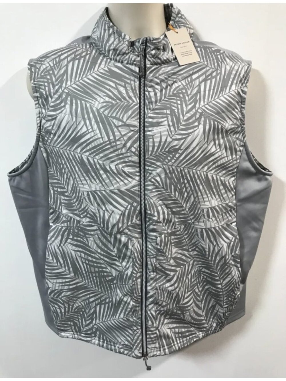 Peter Millar Crown Sport Elite Full-Zip Golf Vest Mens Size XLarge Gray White